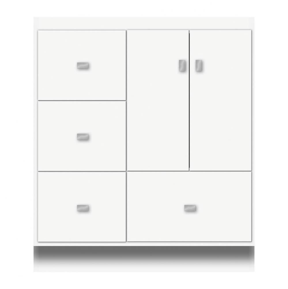 30 X 18 X 34.5 Montlake Vanity Tiered Miter Sat White Lh