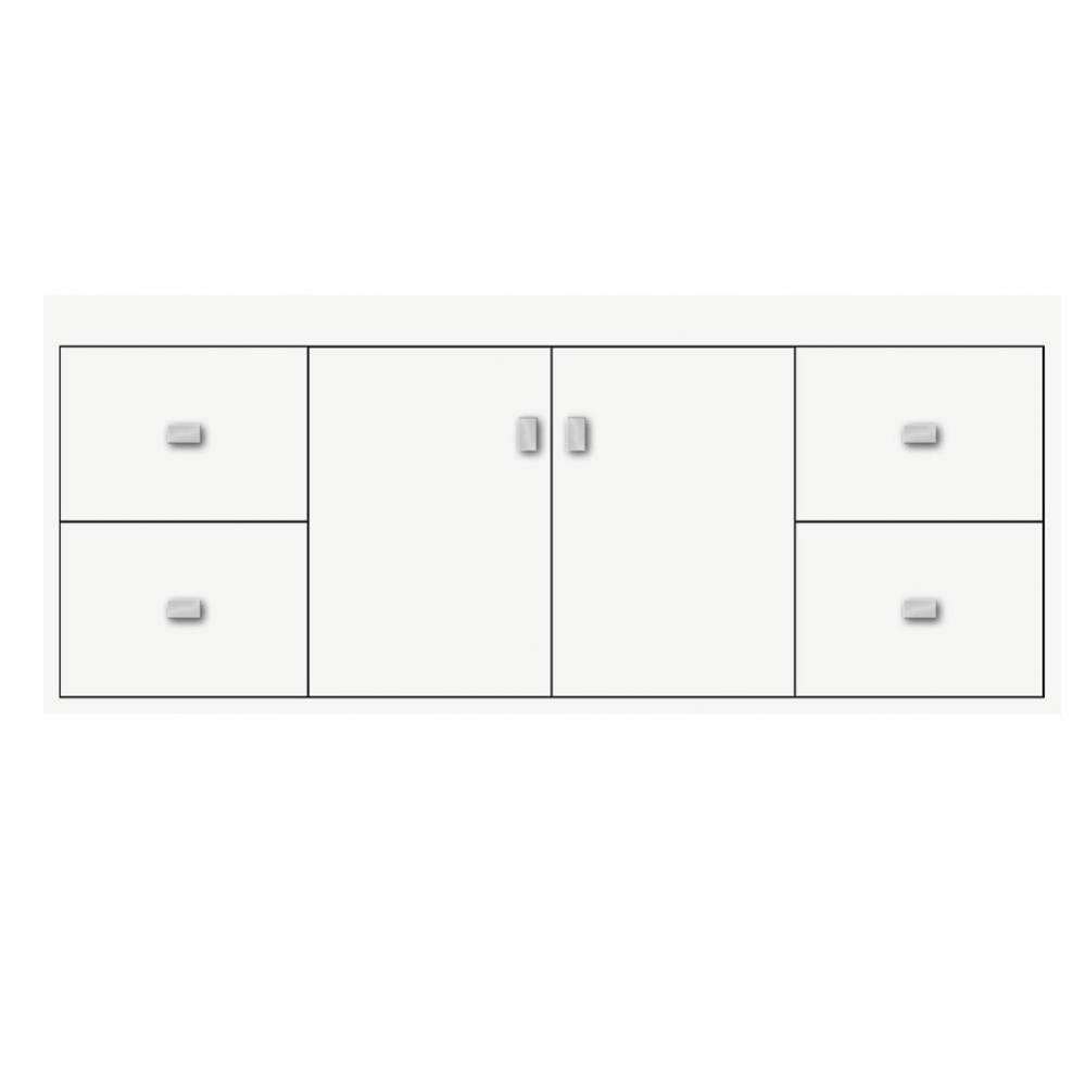 48 X 21 X 19.75 Sodo Inset Wall Mount Vanity Tiered Miter Sat White Sb