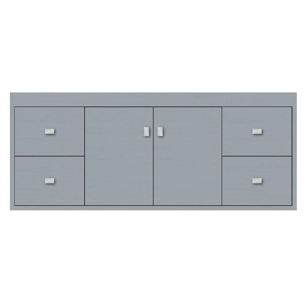 48 X 21 X 19.75 Sodo Inset Wall Mount Vanity Tiered Miter Silver Oak Sb