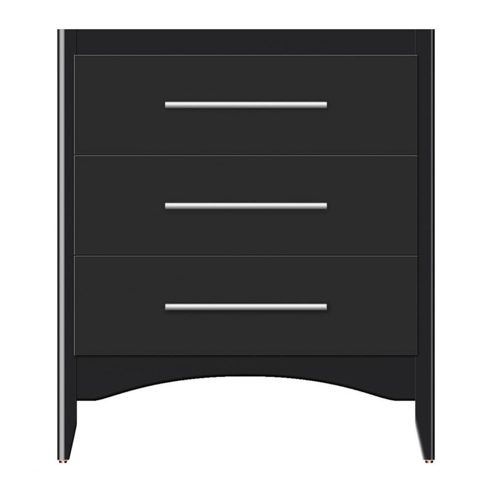 30 X 21 X 34.5 Wallingford Town Vanity Tiered Miter Sat Black 3 Drw