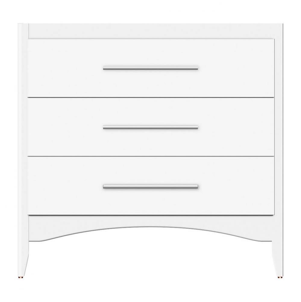 36 X 18 X 34.5 Wallingford Town Vanity Tiered Miter Sat White 3 Drw