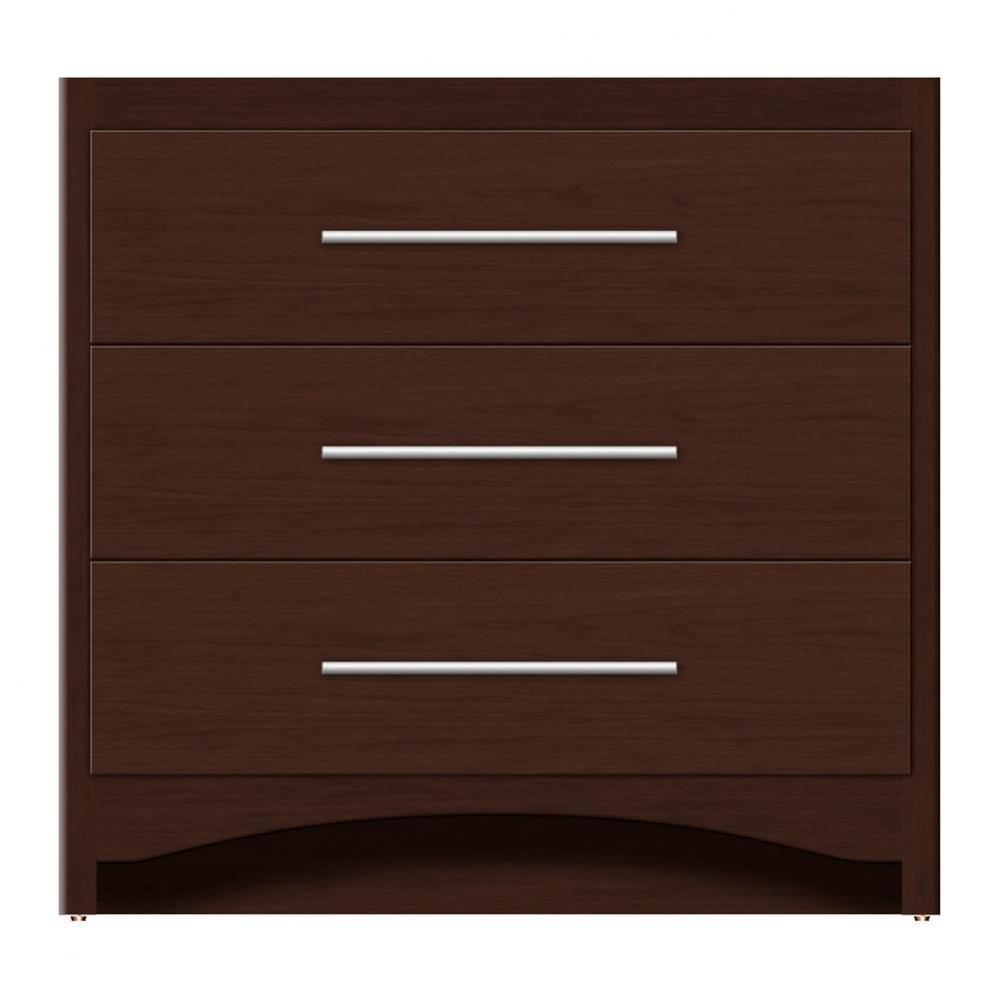 36 X 18 X 34.5 Ravenna Town Vanity Tiered Miter Choc Cherry 3 Drw