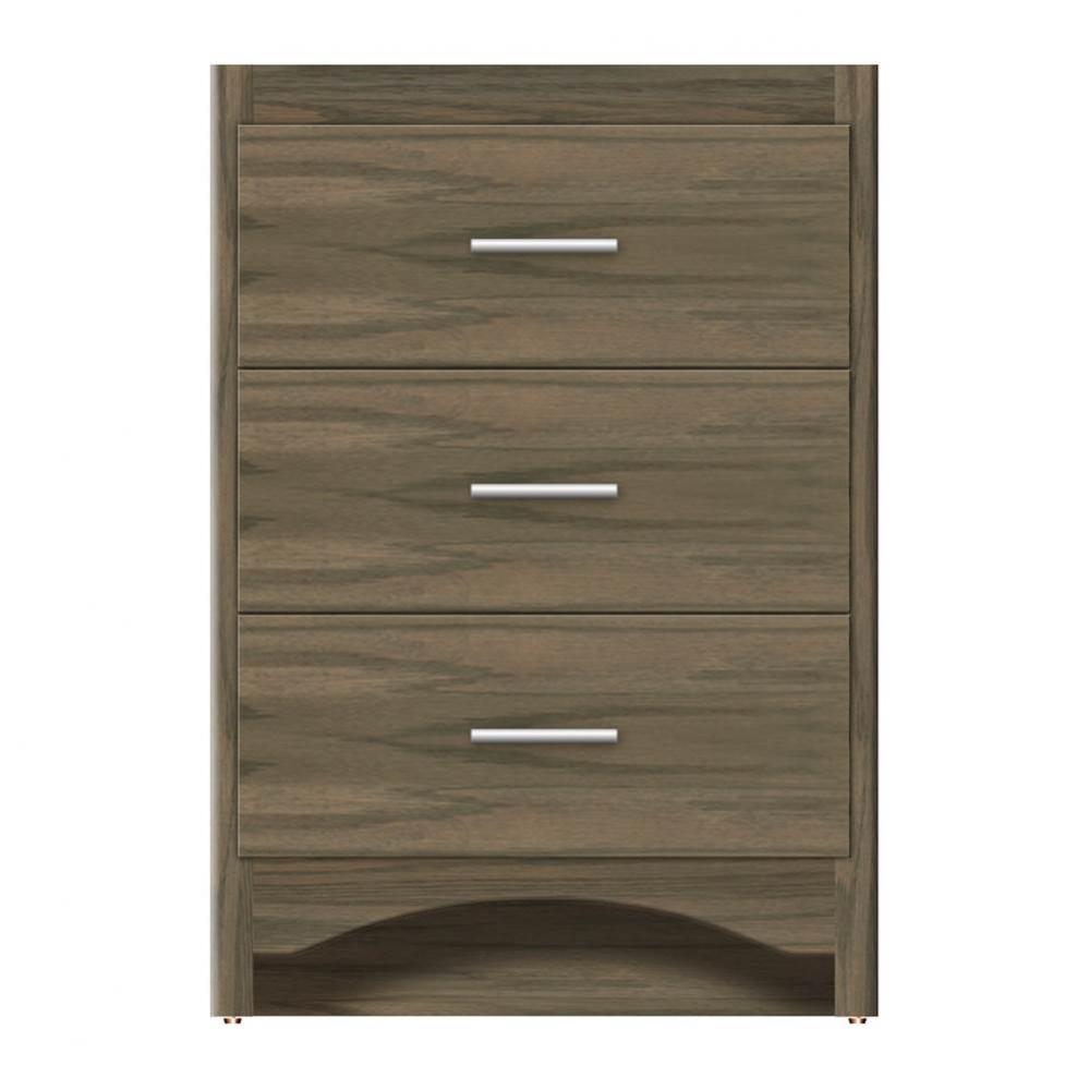 24 X 21 X 34.5 Ravenna Town Vanity Tiered Miter Dusky Oak 3 Drw