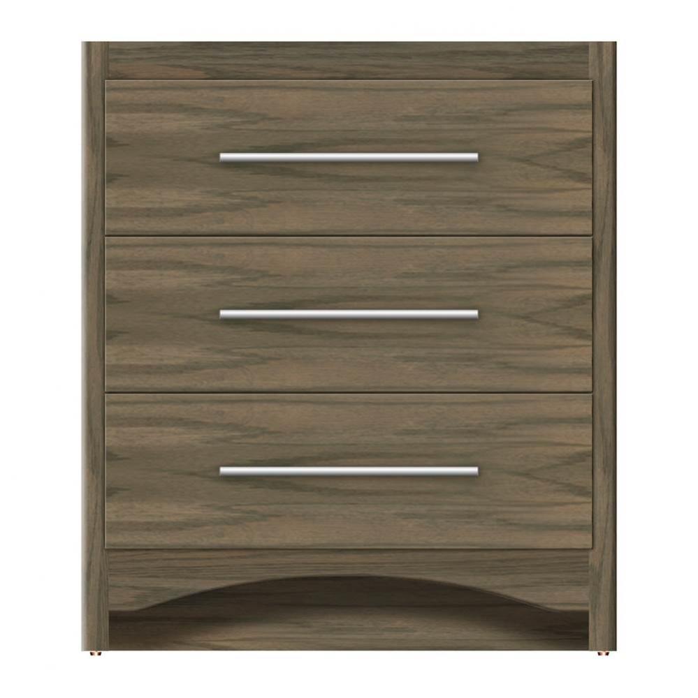 30 X 21 X 34.5 Ravenna Town Vanity Tiered Miter Dusky Oak 3 Drw