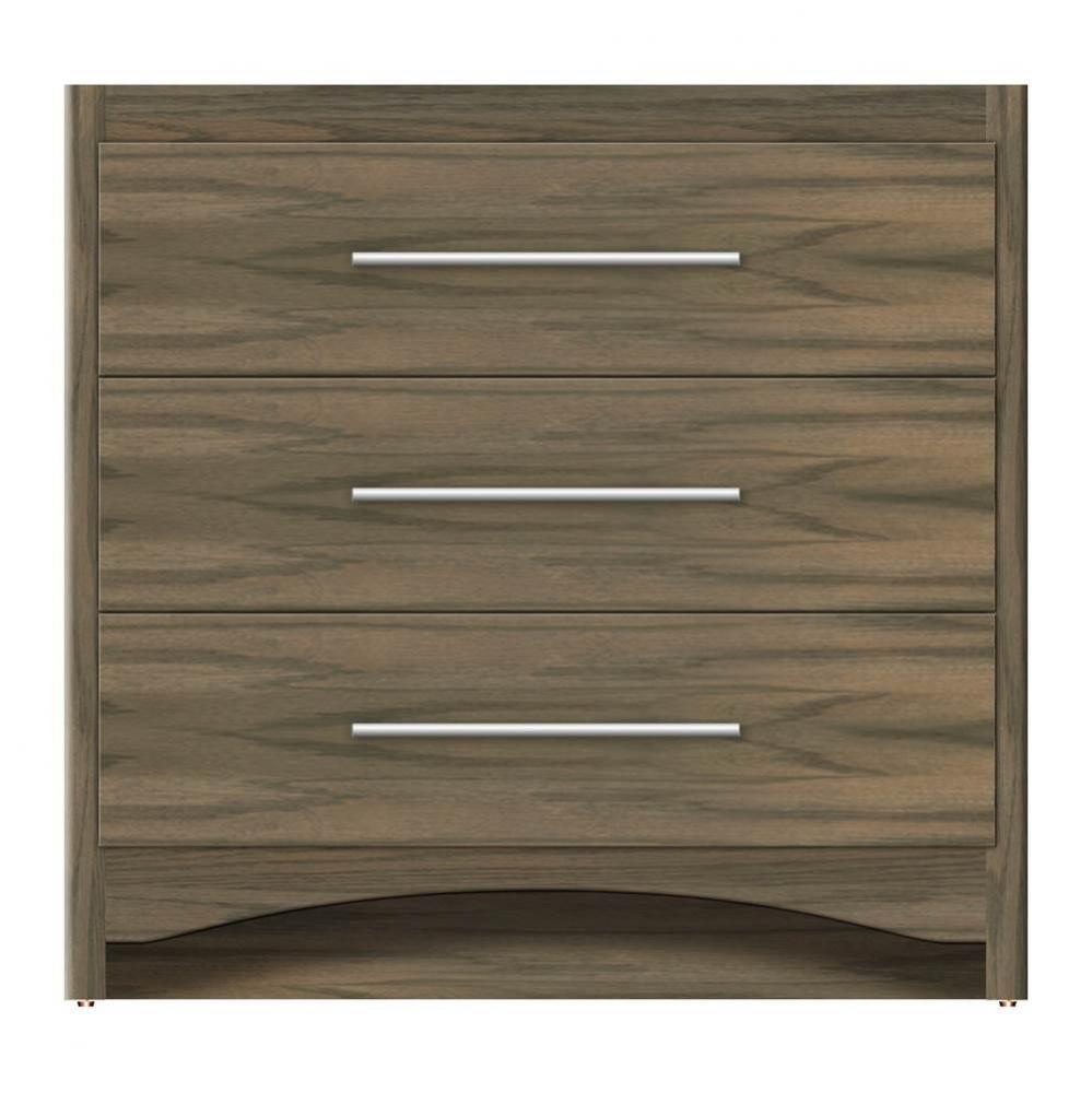 36 X 18 X 34.5 Ravenna Town Vanity Tiered Miter Dusky Oak 3 Drw