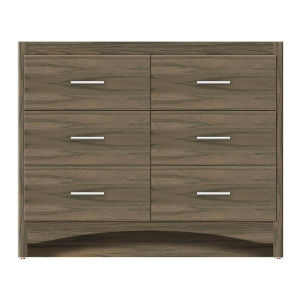 42 X 21 X 34.5 Ravenna Town Vanity Tiered Miter Dusky Oak 6 Drw