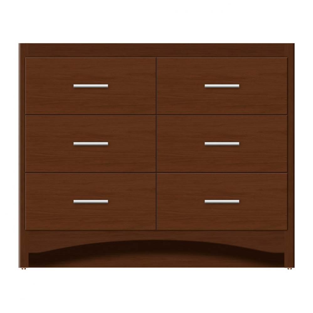 42 X 21 X 34.5 Ravenna Town Vanity Tiered Miter Pecan Cherry 6 Drw