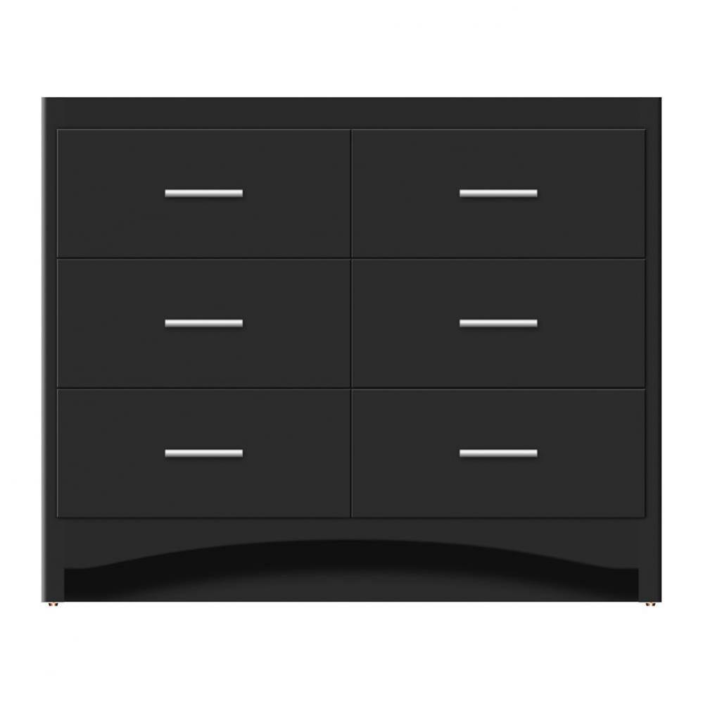 42 X 18 X 34.5 Ravenna Town Vanity Tiered Miter Sat Black 6 Drw