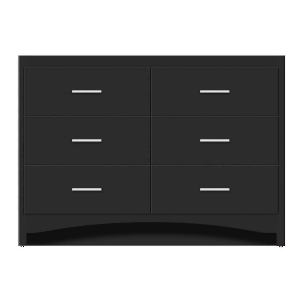 48 X 18 X 34.5 Ravenna Town Vanity Tiered Miter Sat Black 6 Drw