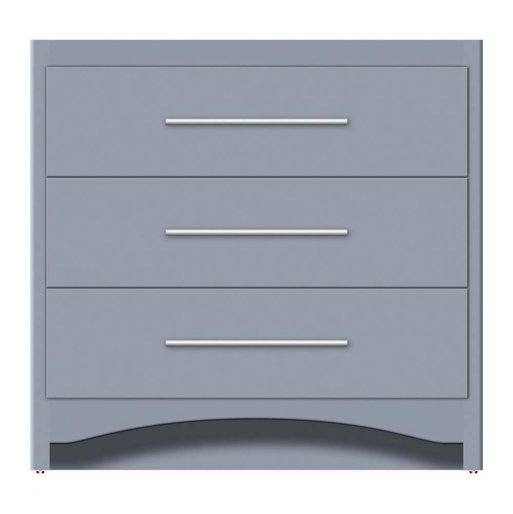 36 X 18 X 34.5 Ravenna Town Vanity Tiered Miter Sat Silver 3 Drw