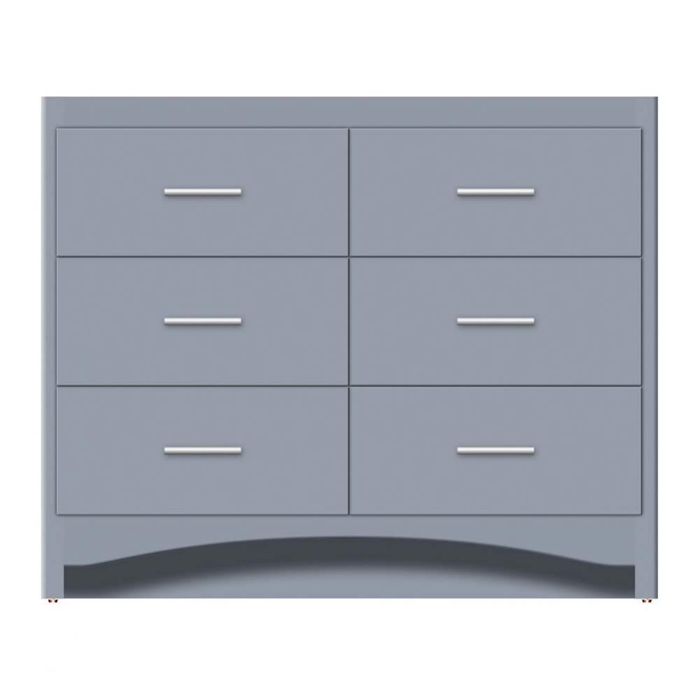 42 X 21 X 34.5 Ravenna Town Vanity Tiered Miter Sat Silver 6 Drw