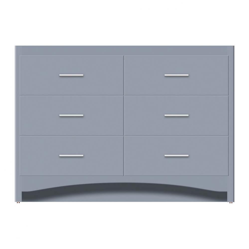 48 X 18 X 34.5 Ravenna Town Vanity Tiered Miter Sat Silver 6 Drw