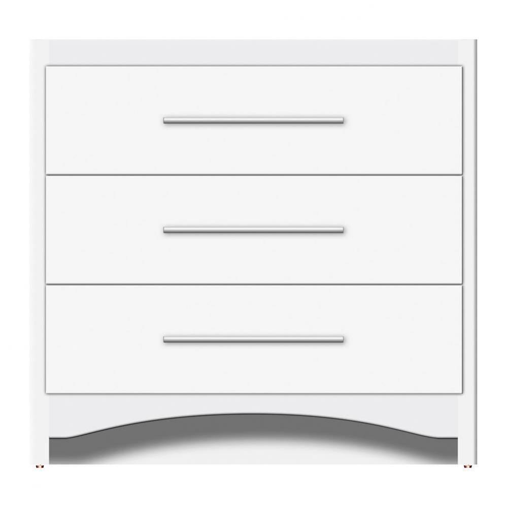 36 X 21 X 34.5 Ravenna Town Vanity Tiered Miter Sat White 3 Drw