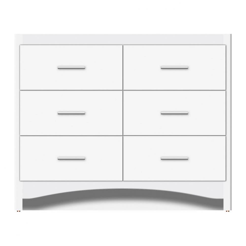 42 X 18 X 34.5 Ravenna Town Vanity Tiered Miter Sat White 6 Drw