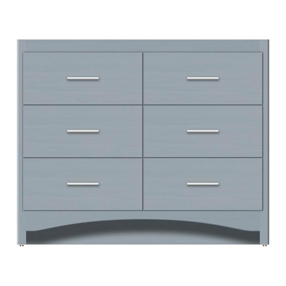 42 X 18 X 34.5 Ravenna Town Vanity Tiered Miter Silver Oak 6 Drw