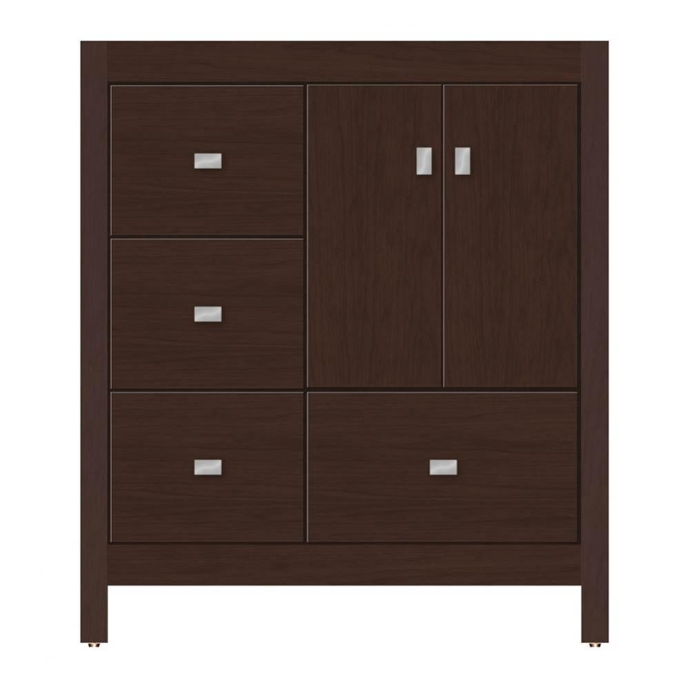 30 X 21 X 34.5 Alki Essence Vanity Tiered Miter Choc Cherry Lh
