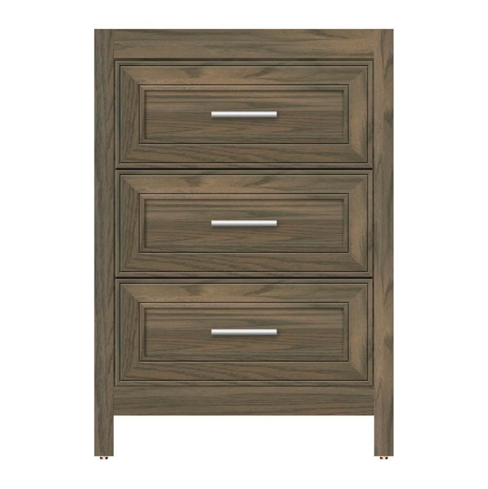 24 X 18.5 X 34.5 Belltown Vanity Deco Miter Dusky Oak 3 Drw