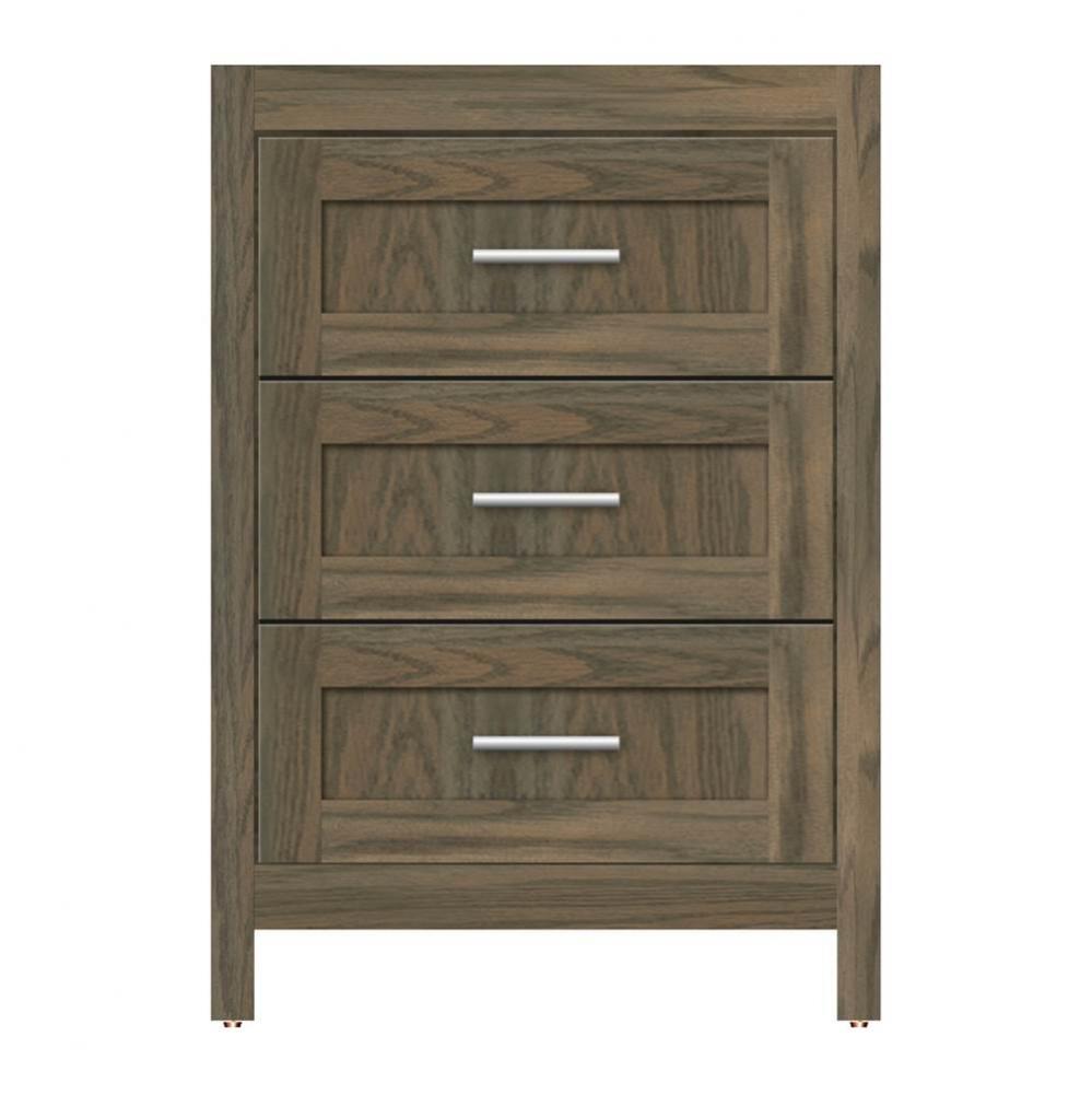 24 X 18.5 X 34.5 Belltown Vanity Shaker Dusky Oak 3 Drw