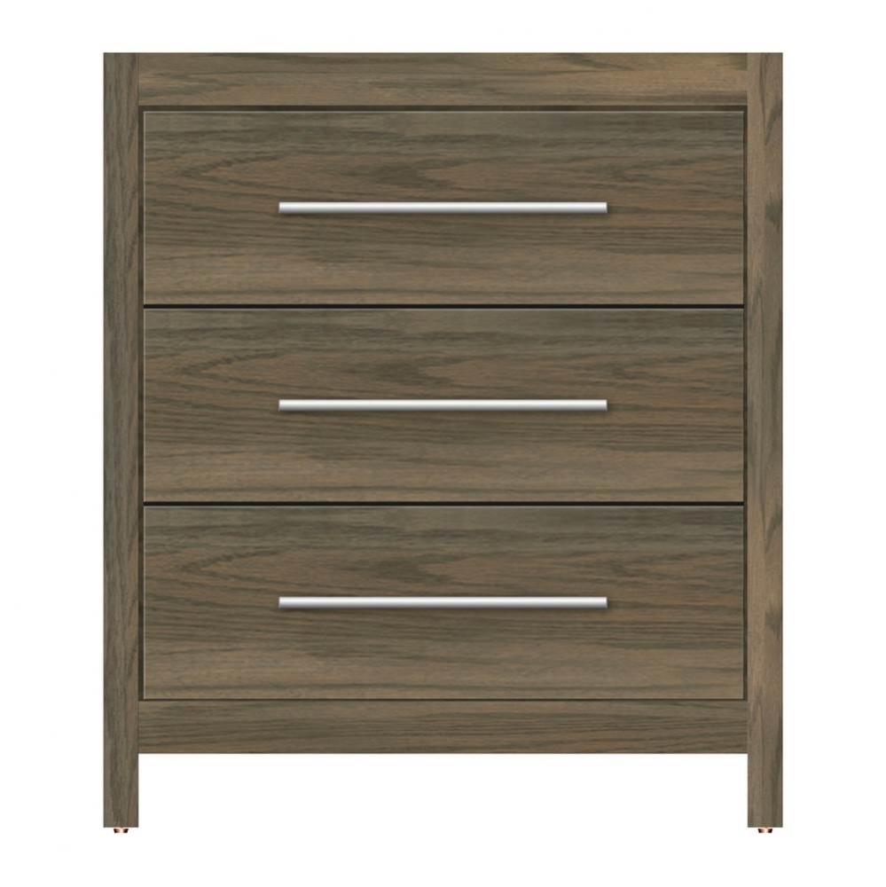 30 X 18.5 X 34.5 Belltown Vanity Slab Dusky Oak 3 Drw