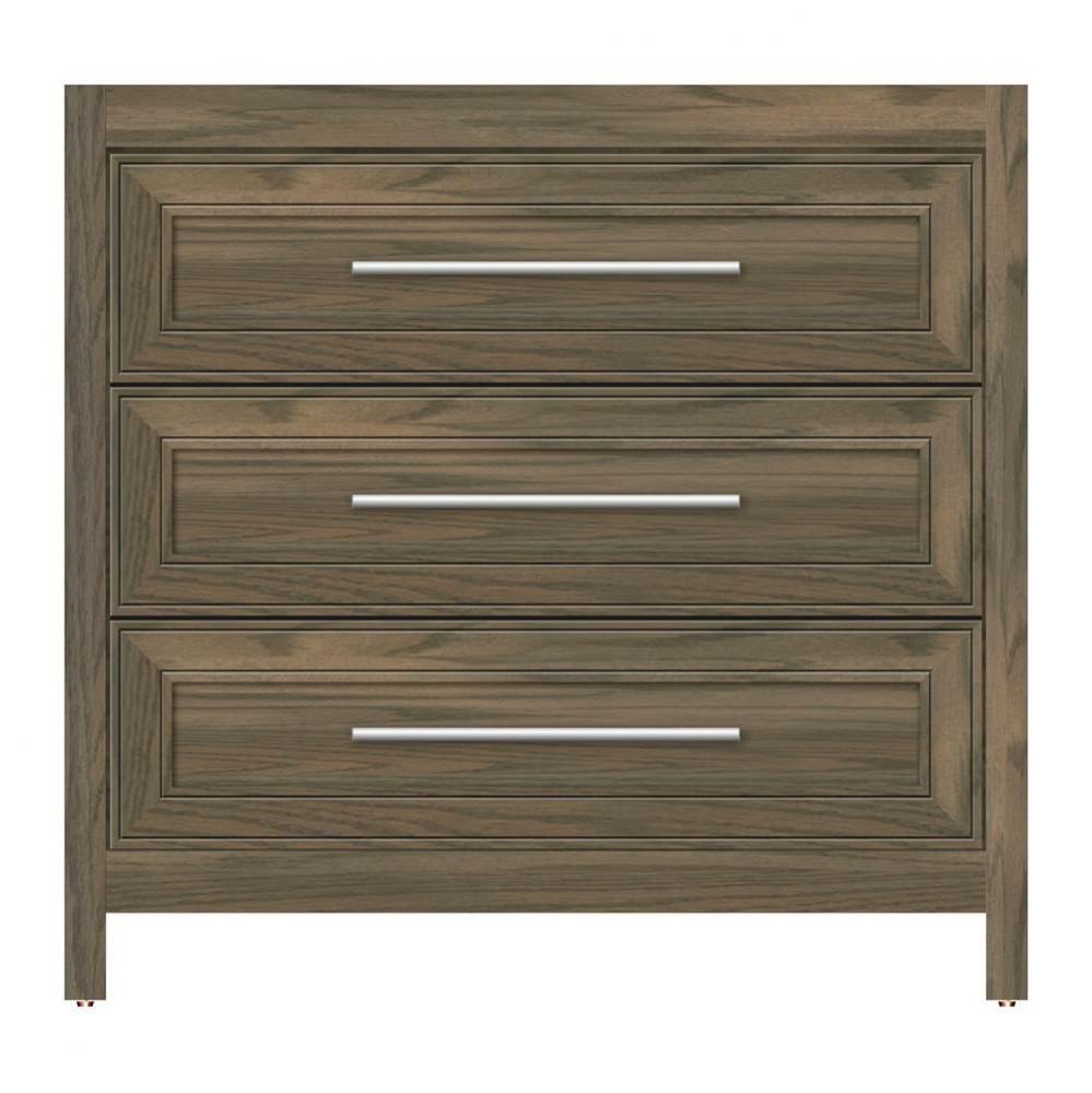 36 X 21 X 34.5 Belltown Vanity Deco Miter Dusky Oak 3 Drw