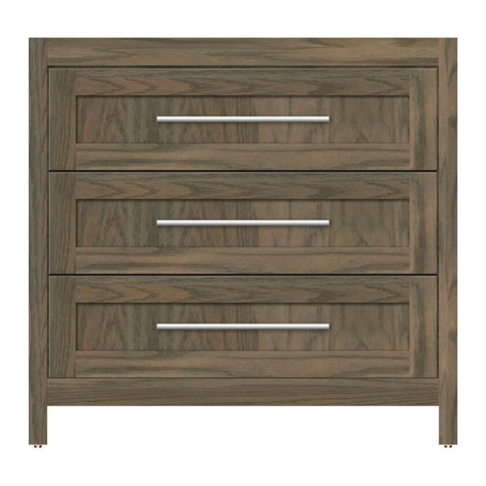 36 X 21 X 34.5 Belltown Vanity Shaker Dusky Oak 3 Drw