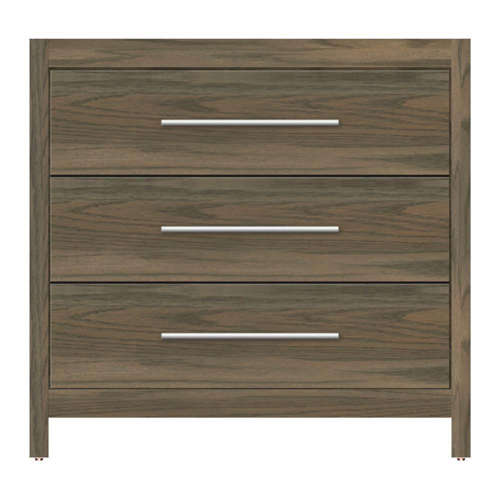 36 X 18.5 X 34.5 Belltown Vanity Slab Dusky Oak 3 Drw
