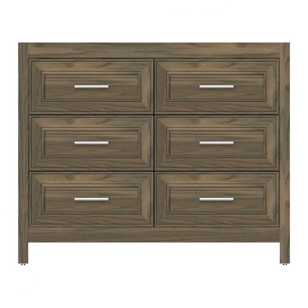 42 X 21 X 34.5 Belltown Vanity Deco Miter Dusky Oak 6 Drw