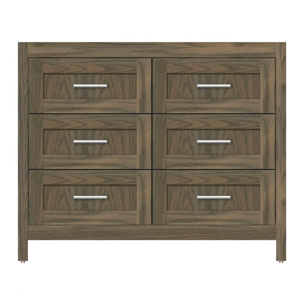 42 X 18.5 X 34.5 Belltown Vanity Shaker Dusky Oak 6 Drw