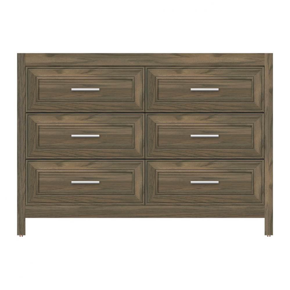 48 X 18.5 X 34.5 Belltown Vanity Deco Miter Dusky Oak 6 Drw