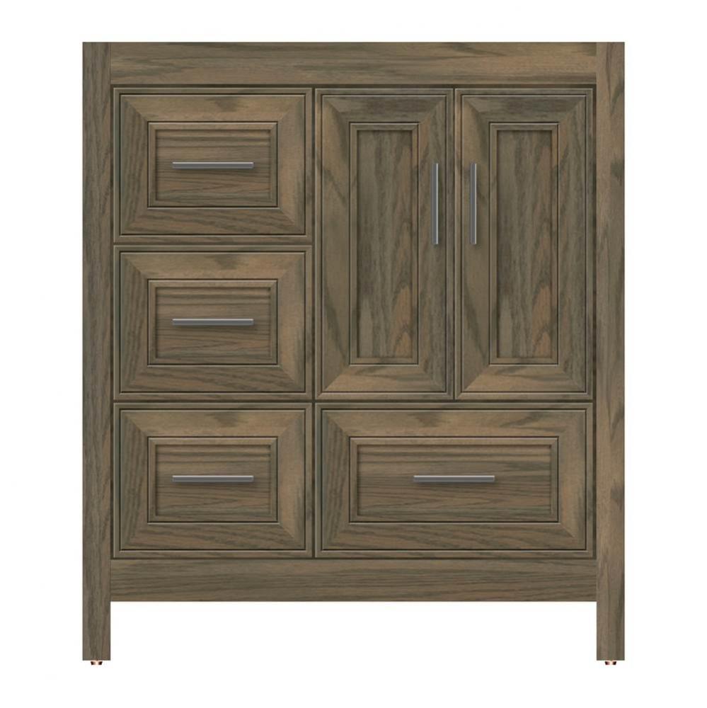 30 X 18.5 X 34.5 Alki Essence Vanity Deco Miter Dusky Oak Lh