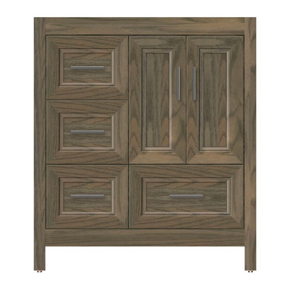30 X 18.5 X 34.5 Alki Essence Vanity Ogee Miter Dusky Oak Lh