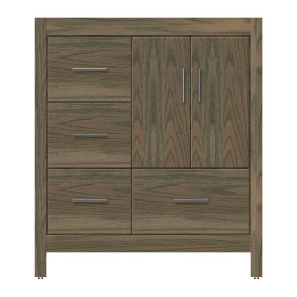 30 X 18.5 X 34.5 Alki Essence Vanity Tiered Miter Dusky Oak Lh