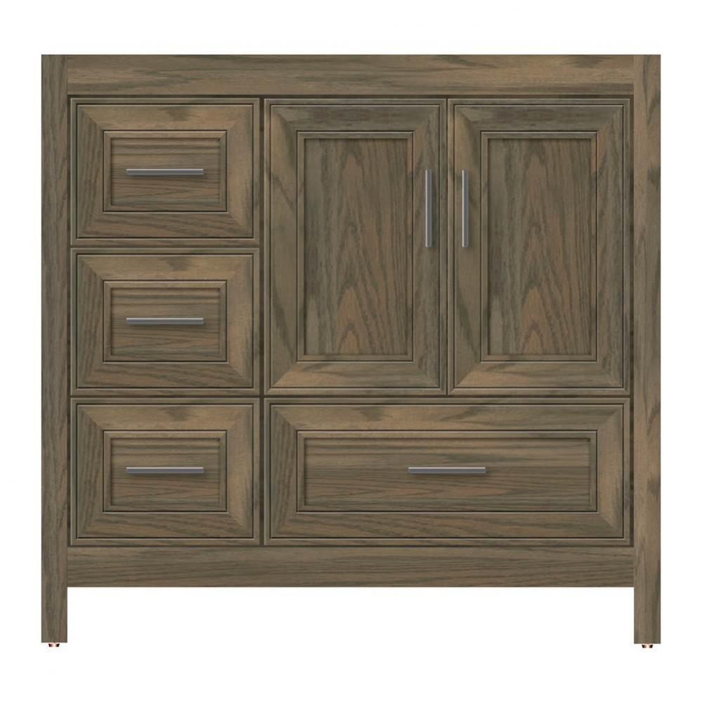 36 X 18.5 X 34.5 Alki Essence Vanity Deco Miter Dusky Oak Lh