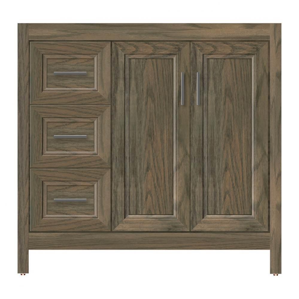 36 X 18.5 X 34.5 Alki View Vanity Ogee Miter Dusky Oak Lh