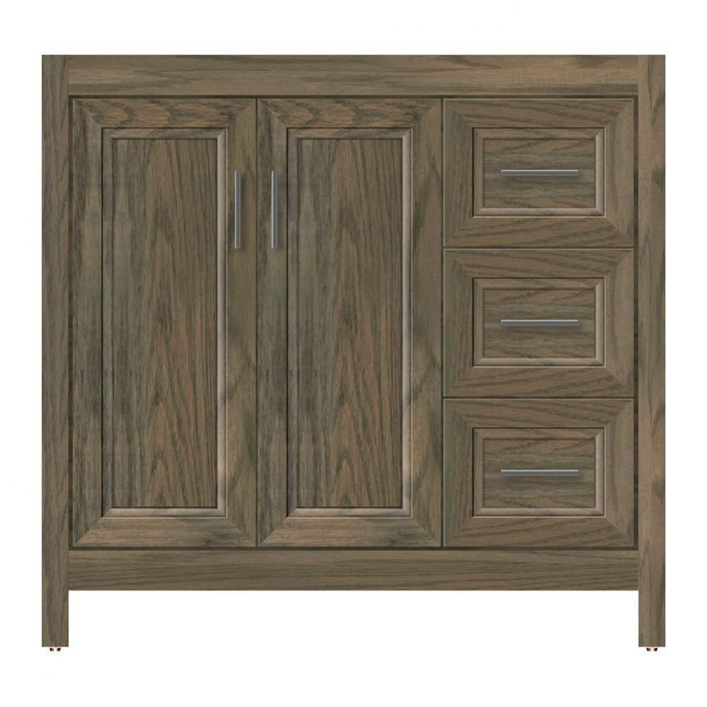 36 X 21 X 34.5 Alki View Vanity Ogee Miter Dusky Oak Rh