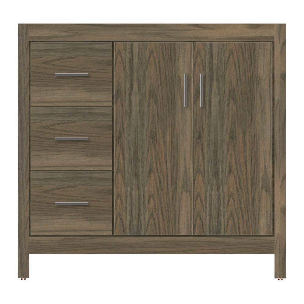 36 X 18.5 X 34.5 Alki View Vanity Tiered Miter Dusky Oak Lh