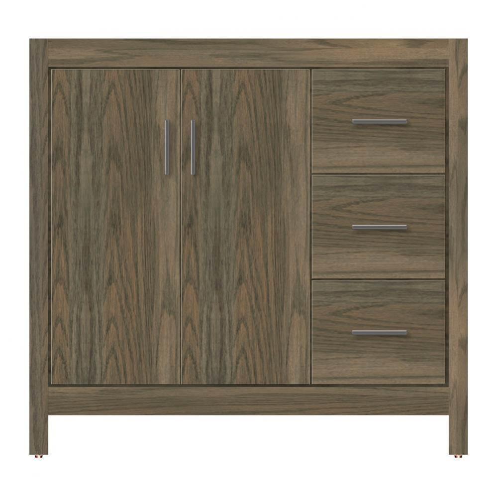 36 X 18.5 X 34.5 Alki View Vanity Tiered Miter Dusky Oak Rh