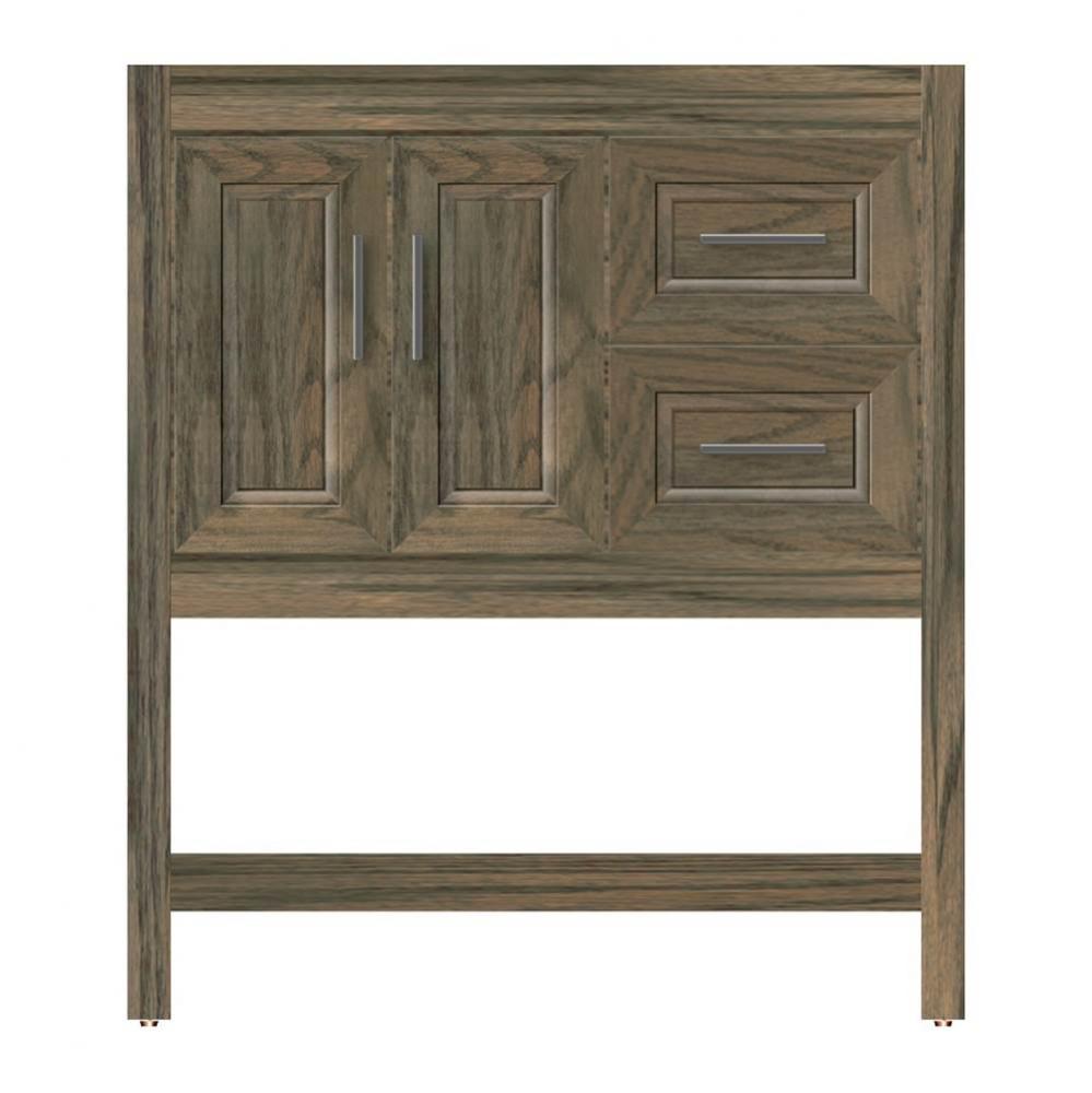 30 X 18.5 X 34.5 Alki Spa Vanity Ogee Miter Dusky Oak Rh