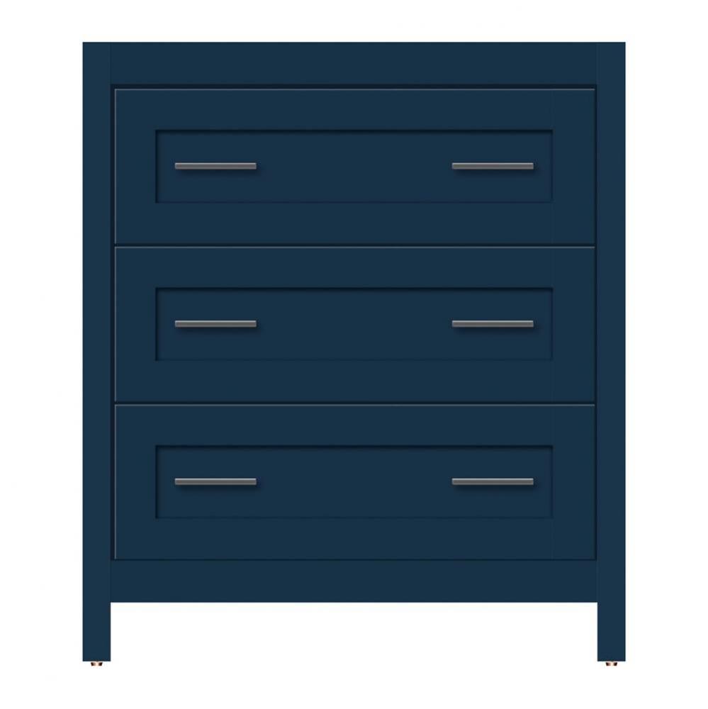 30 X 18.5 X 34.5 Belltown Vanity Shaker Lapis Night 3 Drw