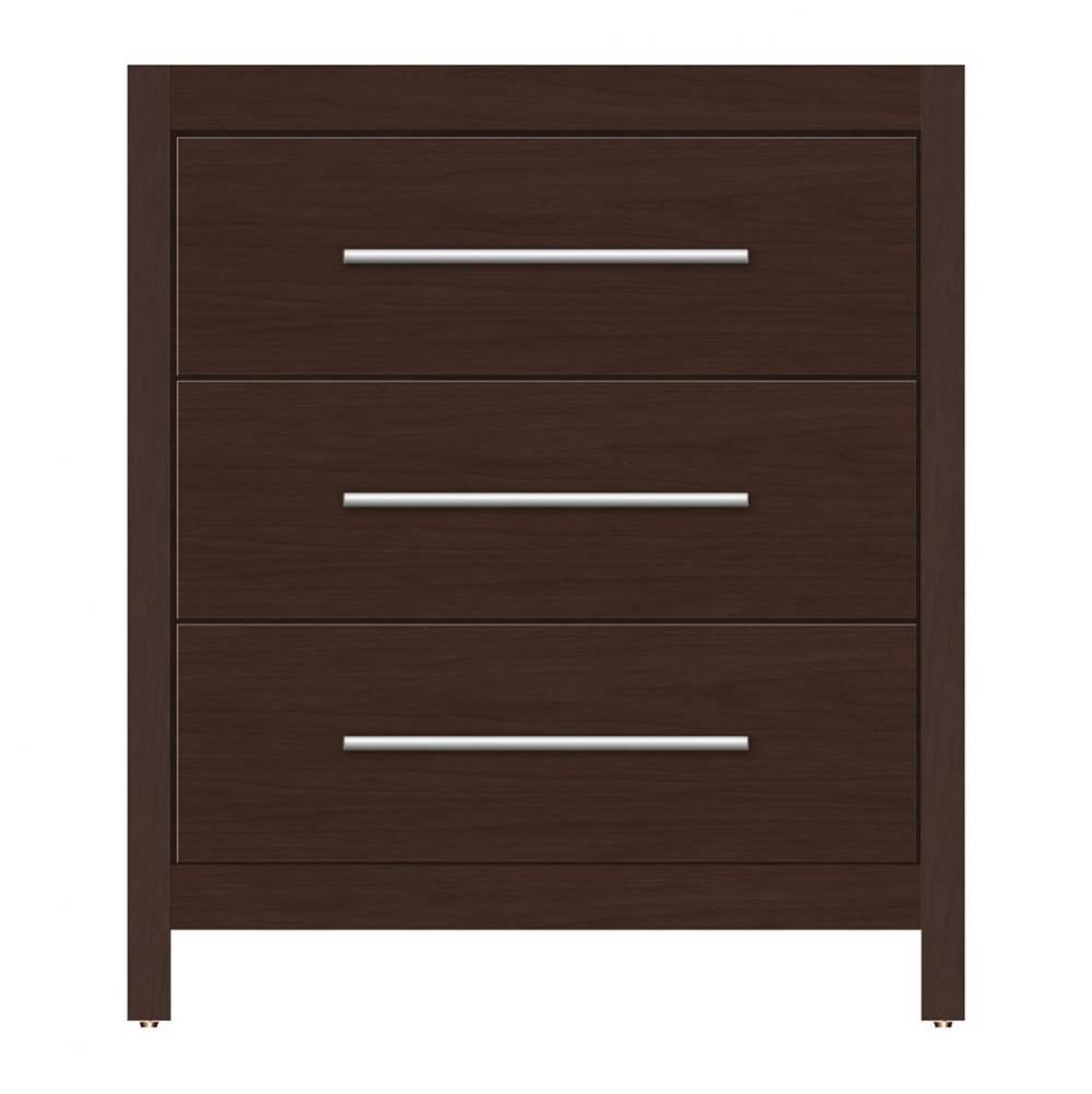 30 X 21 X 34.5 Belltown Vanity Tiered Miter Choc Cherry 3 Drw