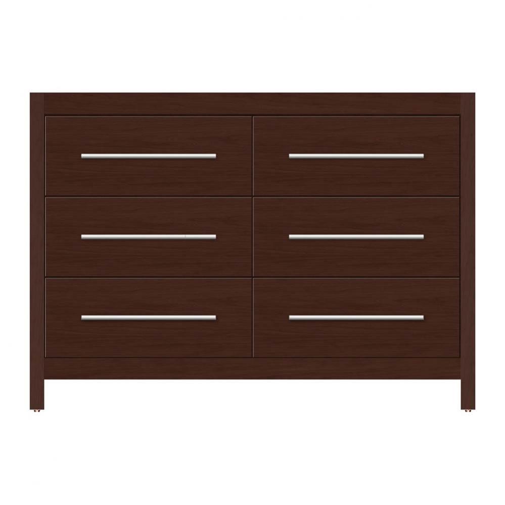 48 X 18.5 X 34.5 Belltown Vanity Tiered Miter Choc Cherry 6 Drw