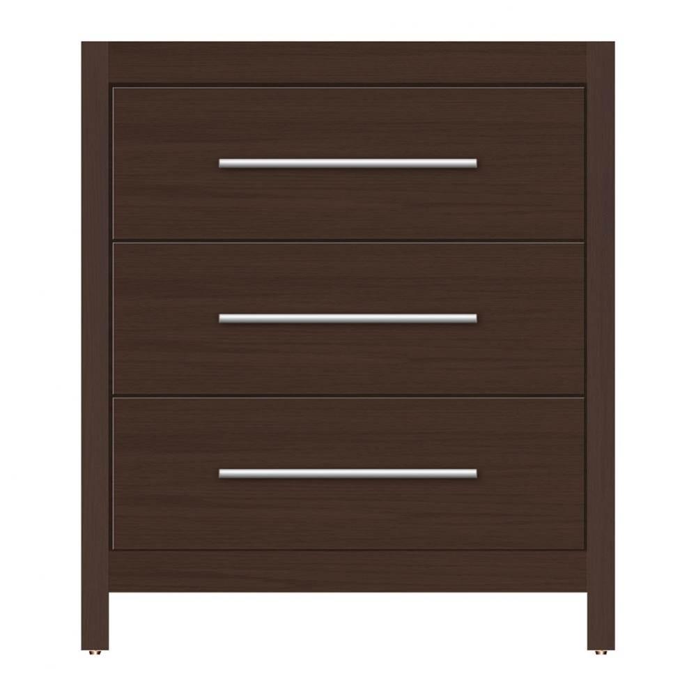 30 X 21 X 34.5 Belltown Vanity Tiered Miter Choc Oak 3 Drw