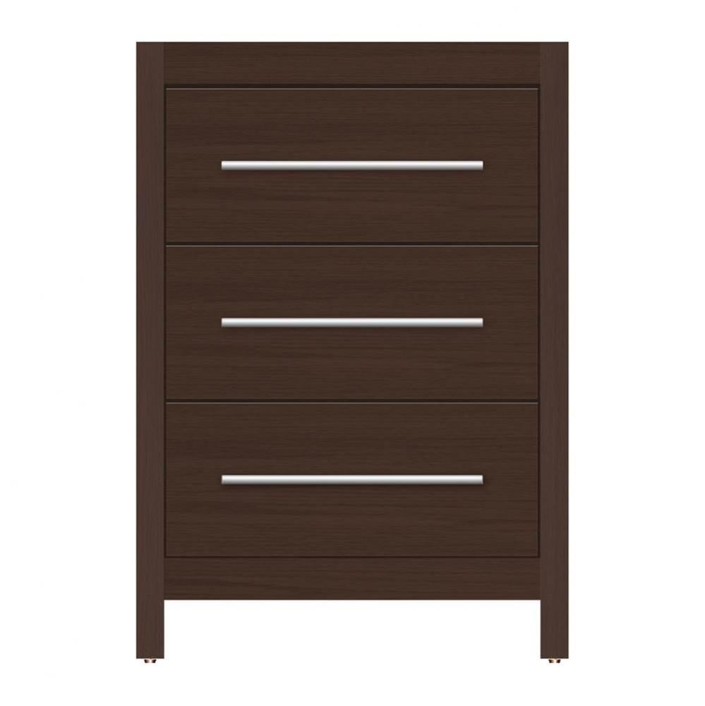 24 X 18.5 X 34.5 Belltown Vanity Tiered Miter Choc Oak 3 Drw