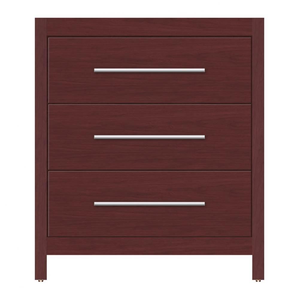 30 X 18.5 X 34.5 Belltown Vanity Tiered Miter Dk Cherry 3 Drw