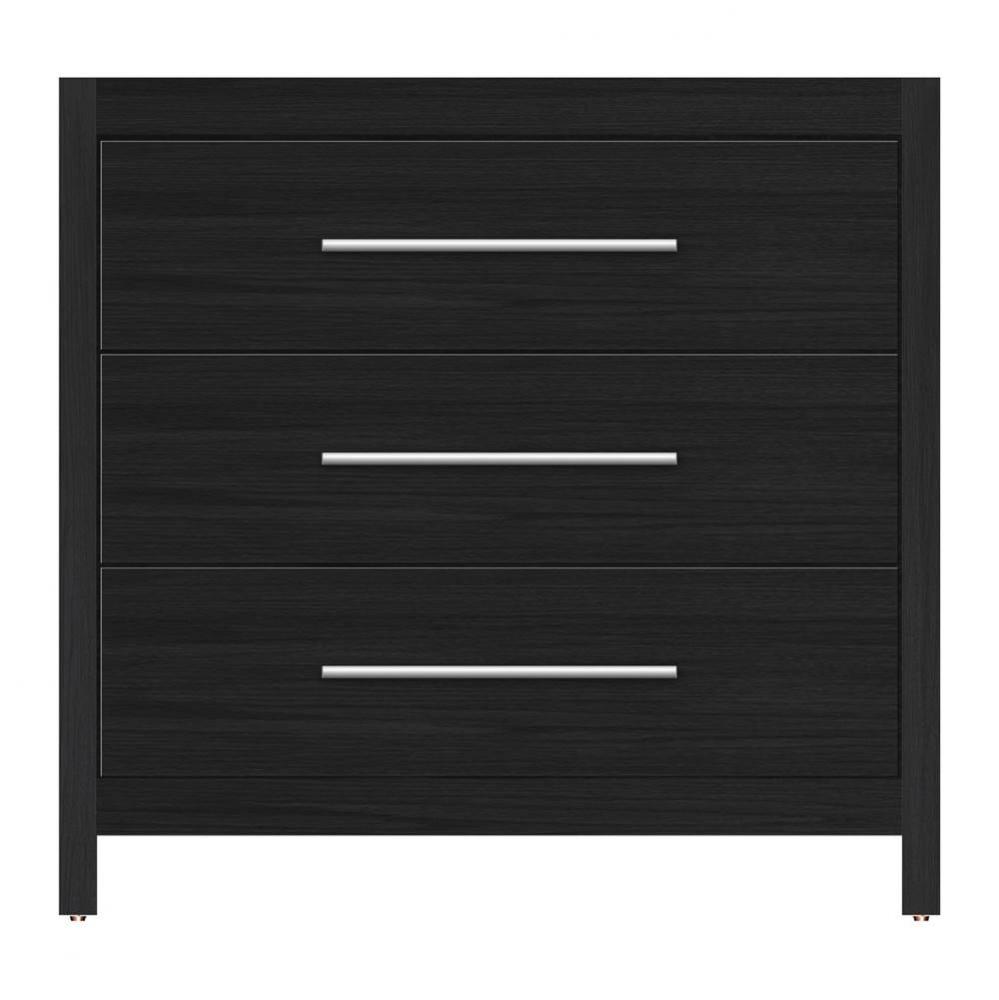 36 X 18.5 X 34.5 Belltown Vanity Tiered Miter Midnight Oak 3 Drw