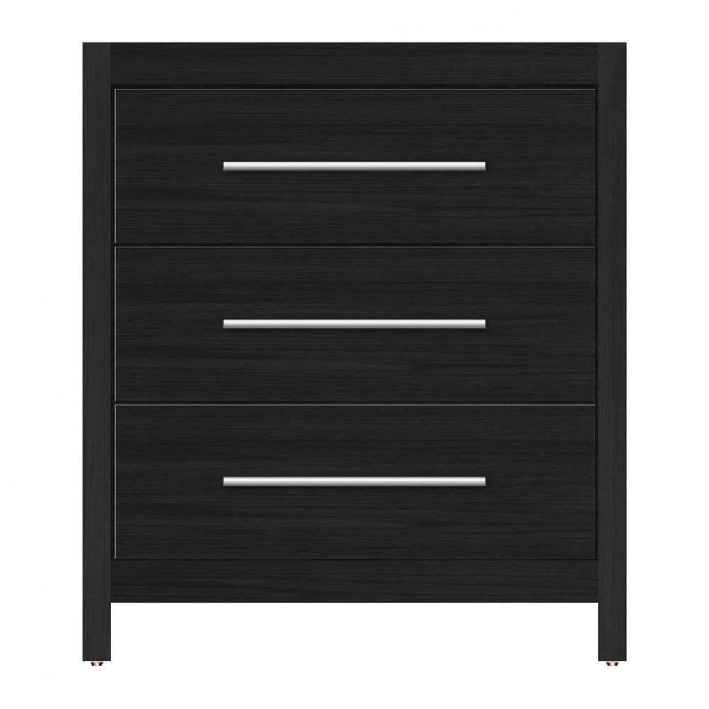 30 X 21 X 34.5 Belltown Vanity Tiered Miter Midnight Oak 3 Drw