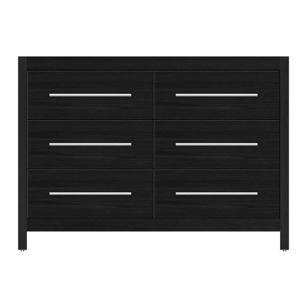 48 X 21 X 34.5 Belltown Vanity Tiered Miter Midnight Oak 6 Drw