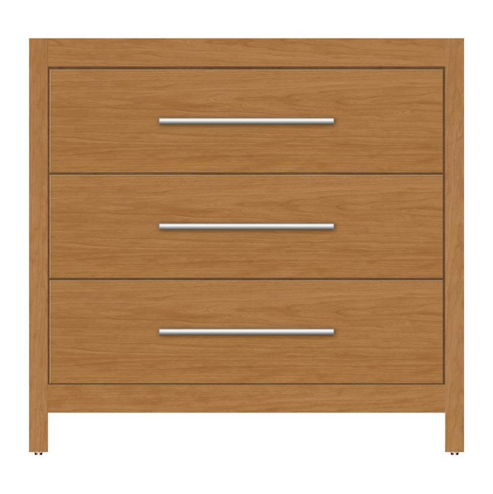 36 X 18.5 X 34.5 Belltown Vanity Tiered Miter Nat Cherry 3 Drw