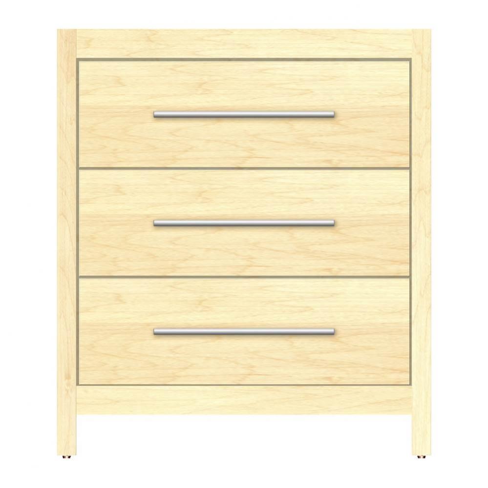 30 X 21 X 34.5 Belltown Vanity Tiered Miter Nat Maple 3 Drw