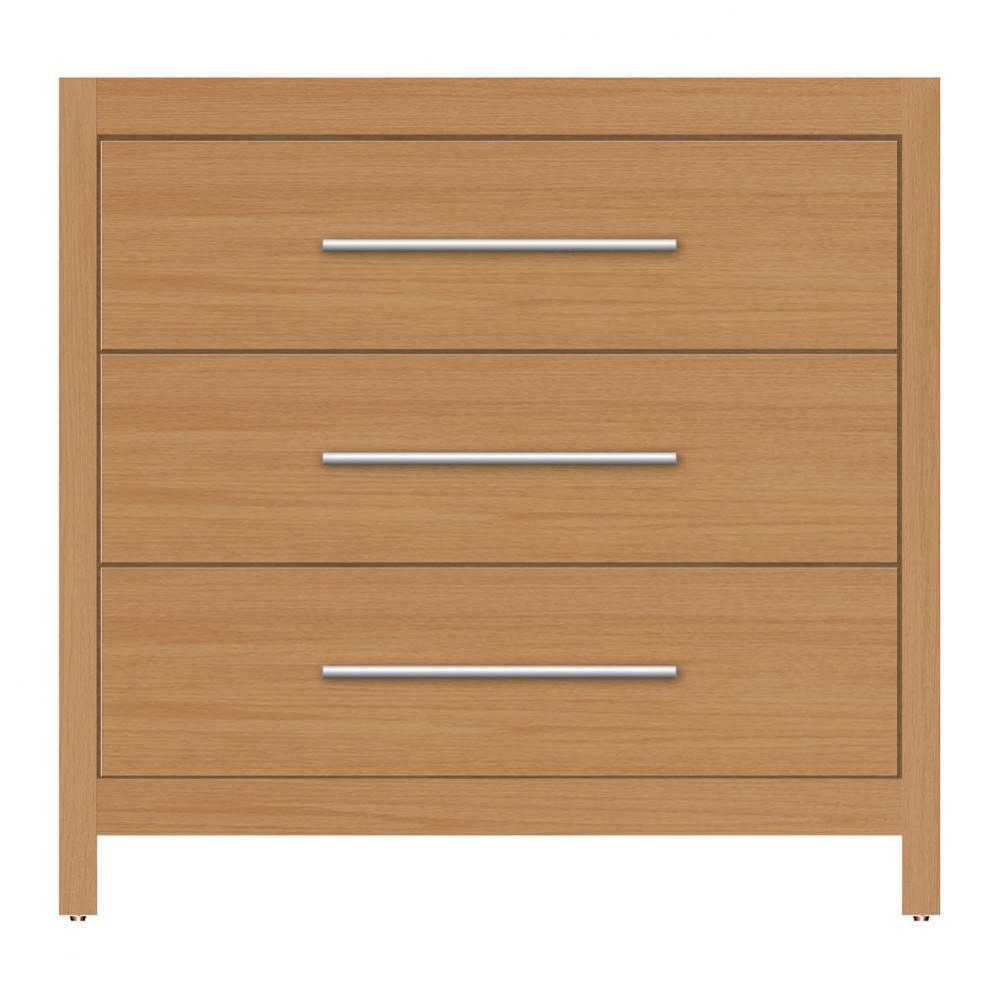 36 X 21 X 34.5 Belltown Vanity Tiered Miter Nat Oak 3 Drw